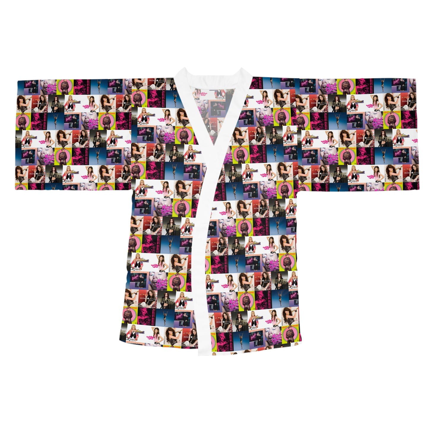 Miley Cyrus Album Cover Collage Long Sleeve Kimono Robe