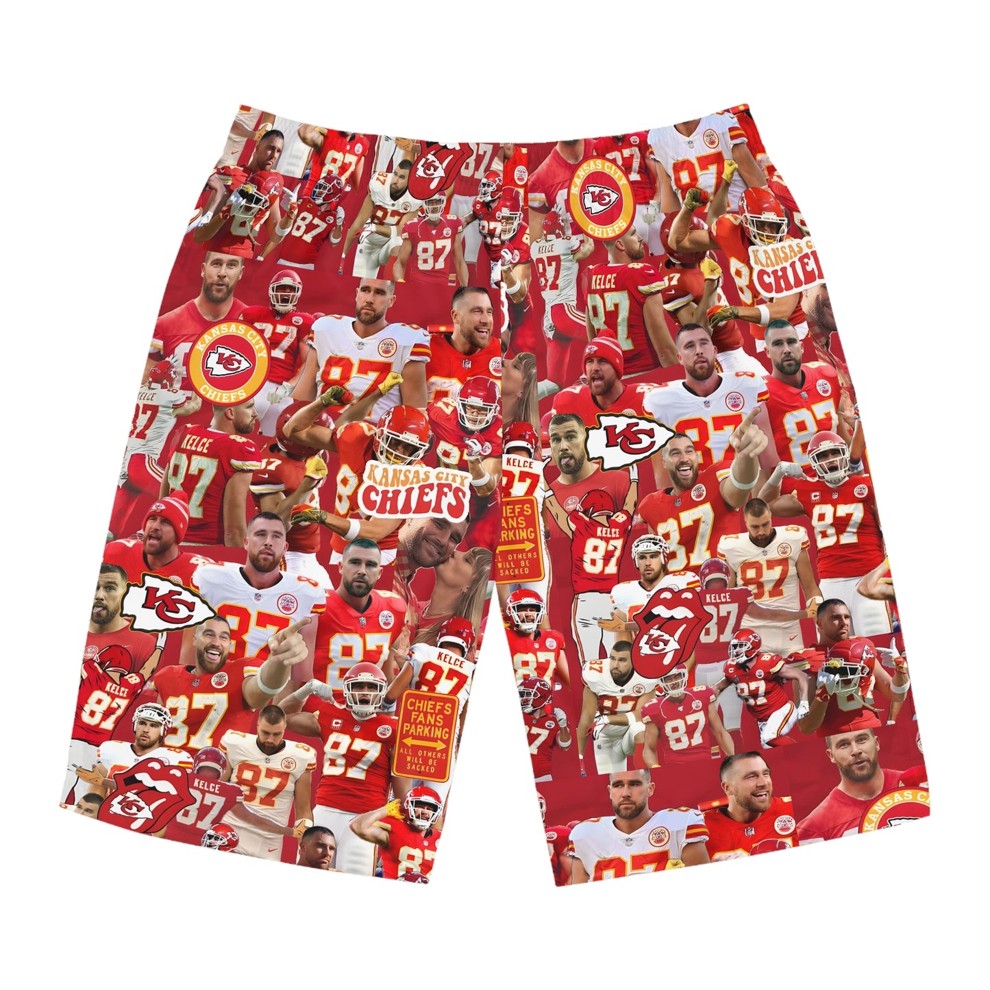 Travis Kelce Chiefs Red Collage Men's Board Shorts