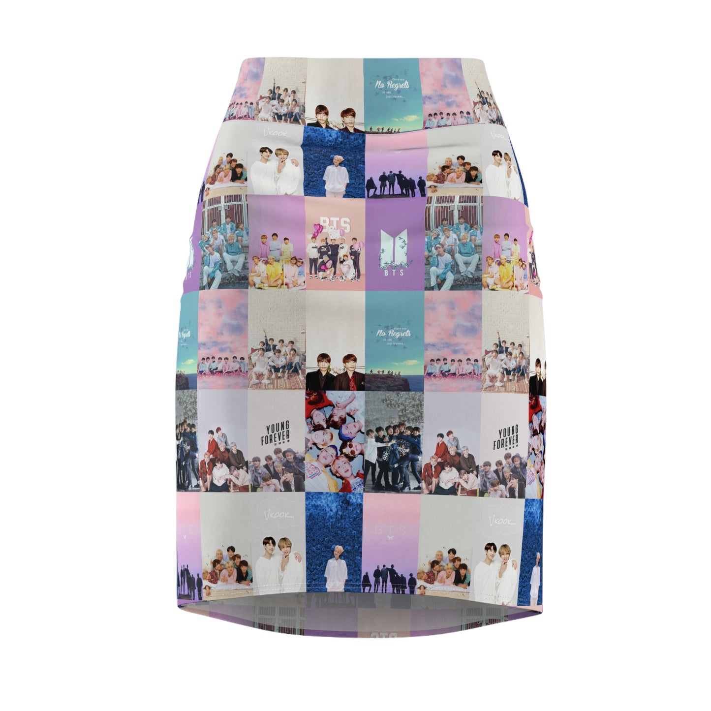 BTS Pastel Aesthetic Collage Women's Pencil Skirt