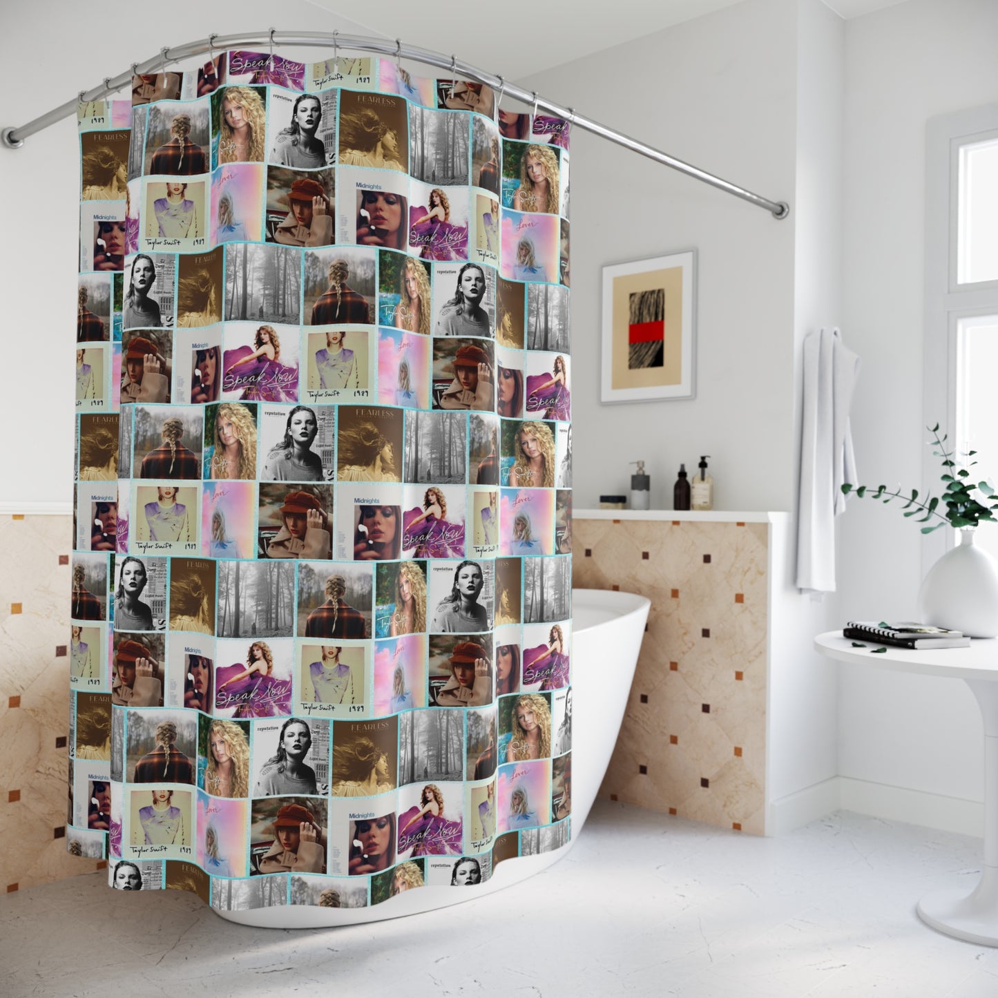 Taylor Swift Album Art Collage Pattern Polyester Shower Curtain