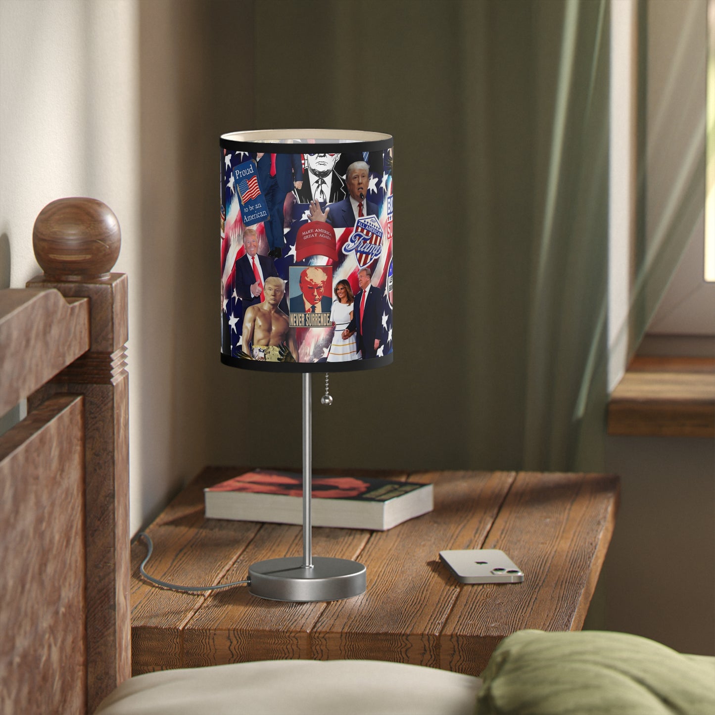 Donald Trump 2024 MAGA Montage Lamp on a Stand