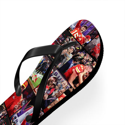 Kansas City Chiefs Superbowl LVIII Championship Victory Collage Flip Flops