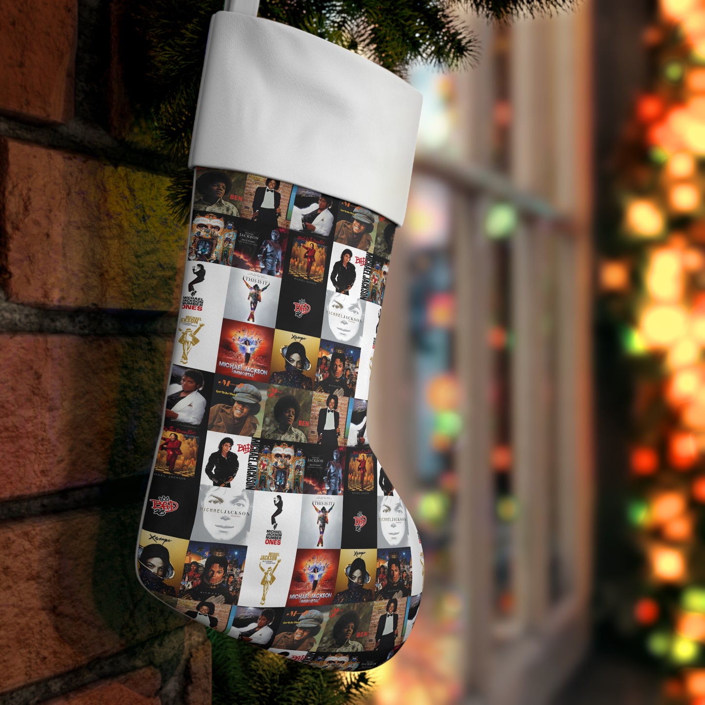 Michael Jackson Album Cover Collage Holiday Stocking