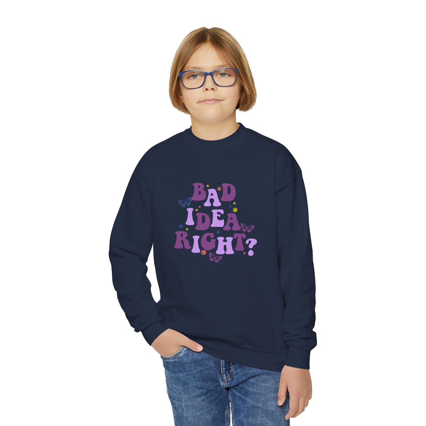 Olivia Rodrigo Bad Idea Right? Youth Crewneck Sweatshirt