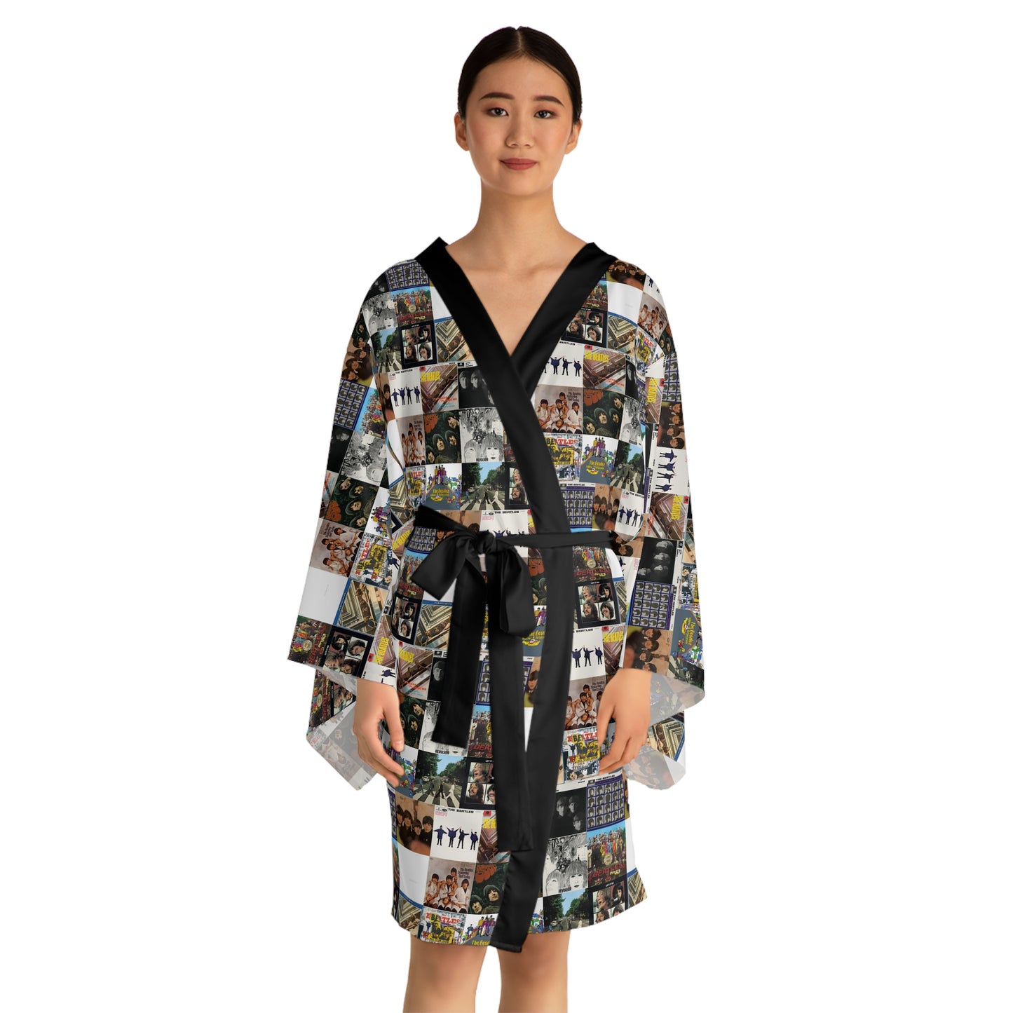 The Beatles Album Cover Collage Long Sleeve Kimono Robe