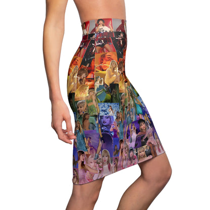 Taylor Swift Rainbow Photo Collage Women's Pencil Skirt