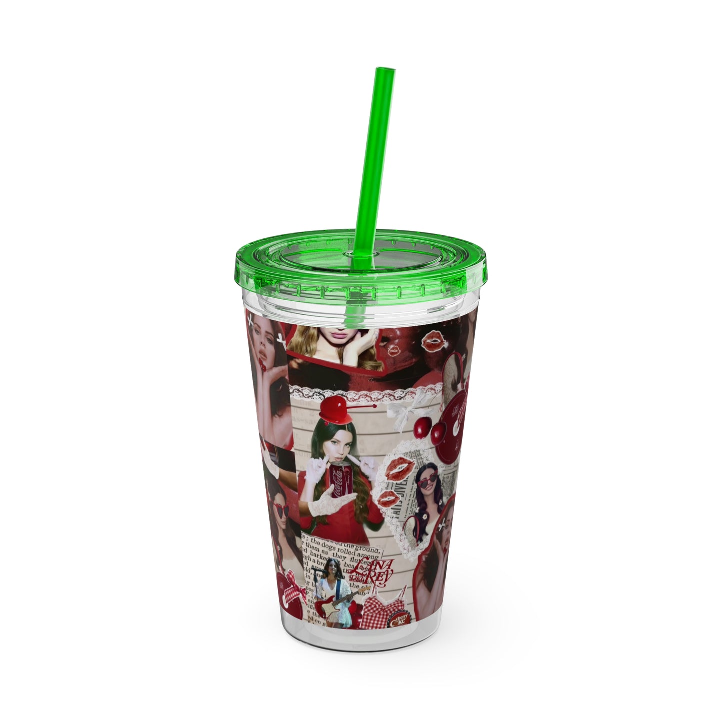 Lana Del Rey Cherry Coke Collage Sunsplash Tumbler with Straw