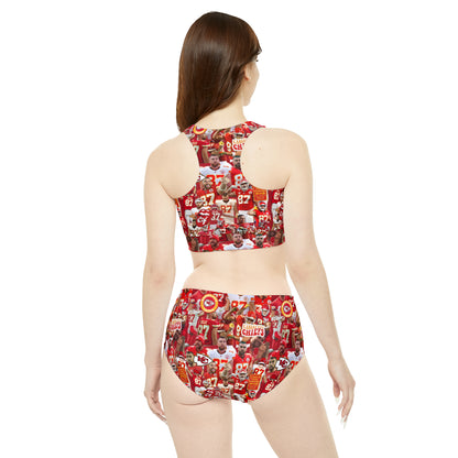 Travis Kelce Chiefs Red Collage Sporty Bikini Set