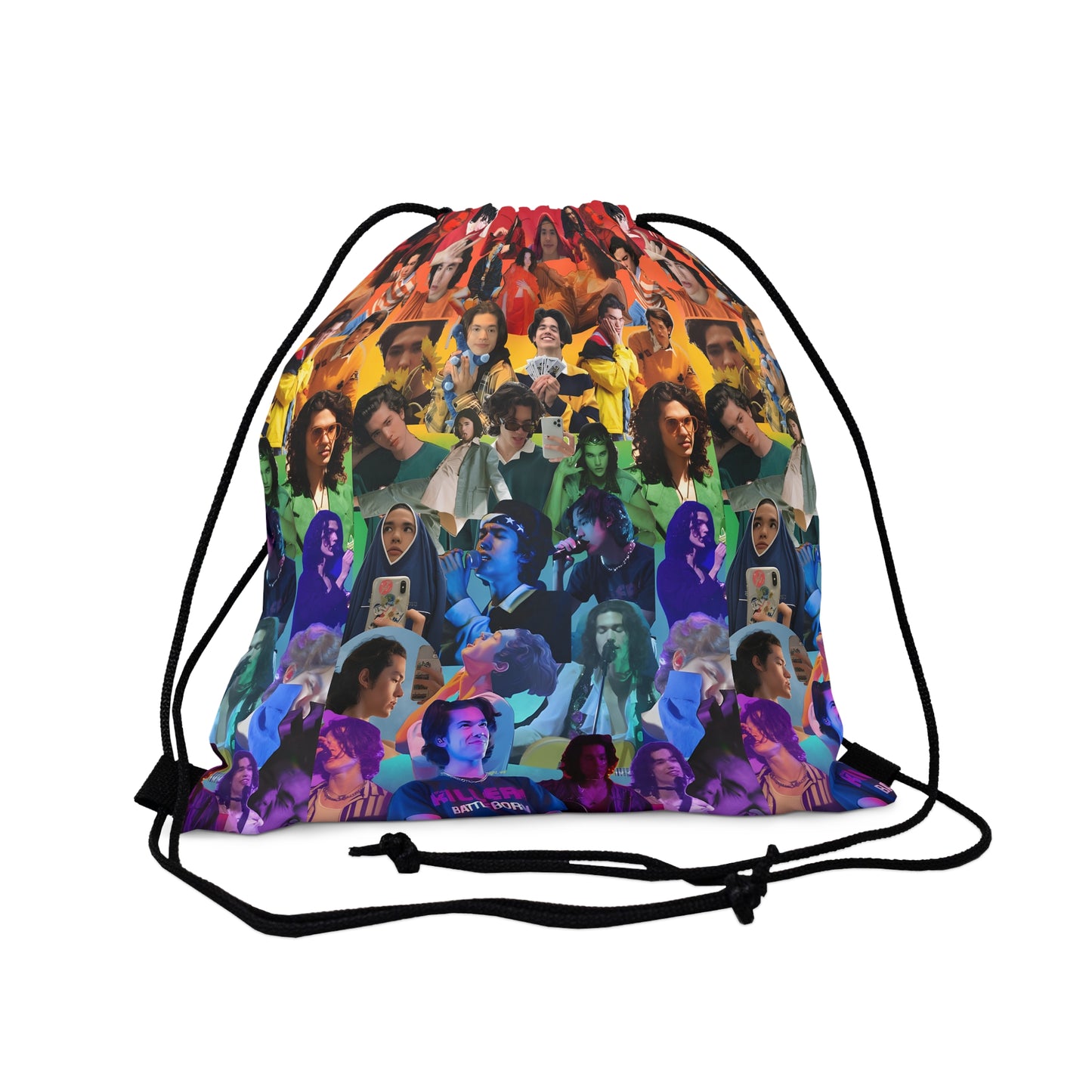 Conan Grey Rainbow Photo Collage Outdoor Drawstring Bag