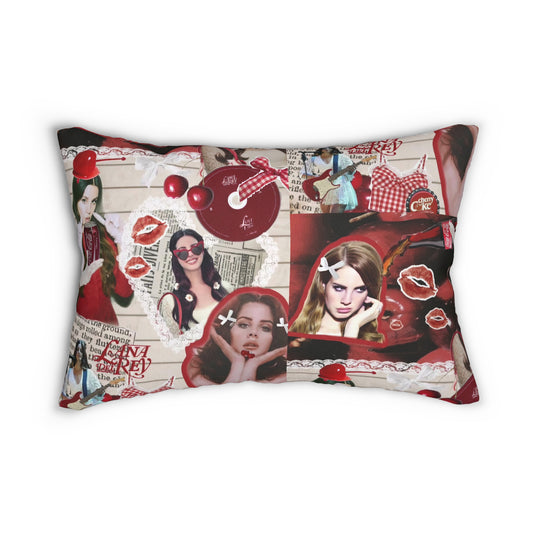 Lana Del Rey Cherry Coke Collage Polyester Lumbar Pillow