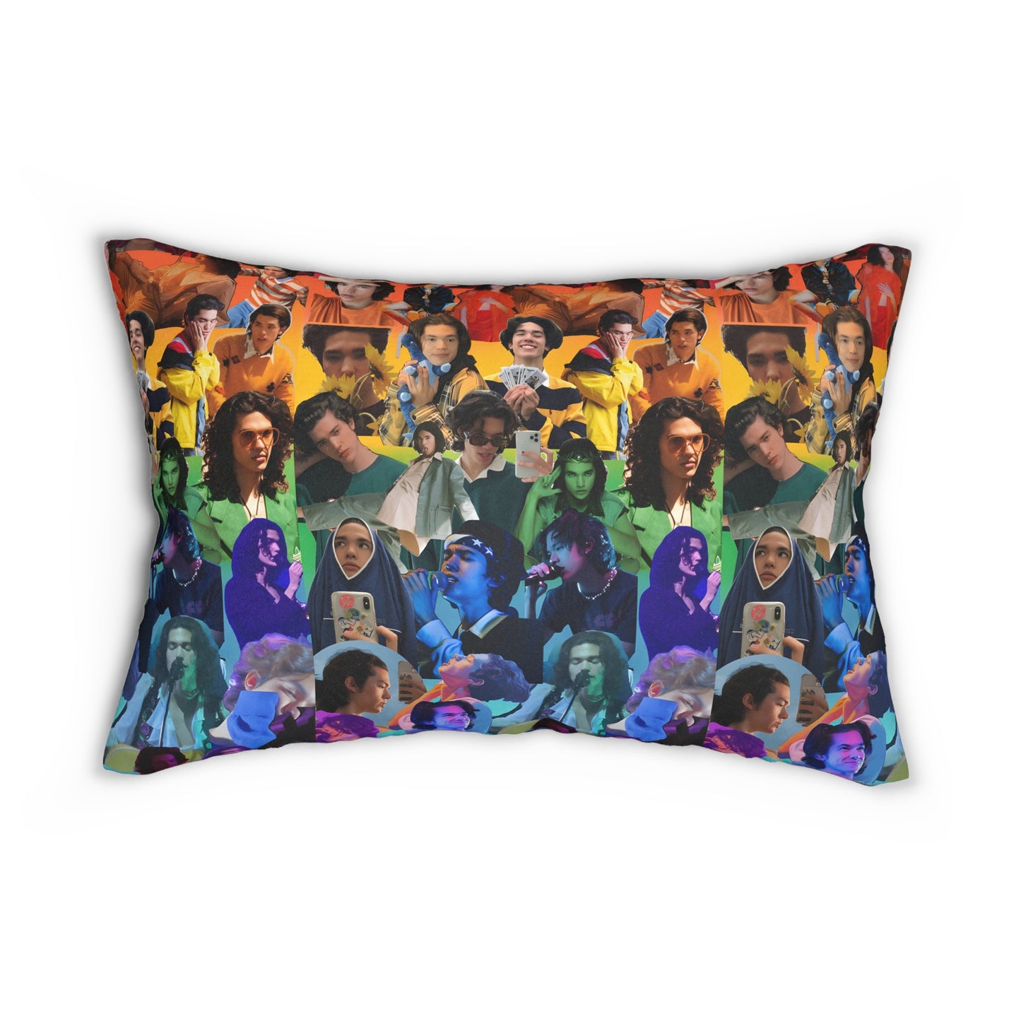 Conan Grey Rainbow Photo Collage Spun Polyester Lumbar Pillow