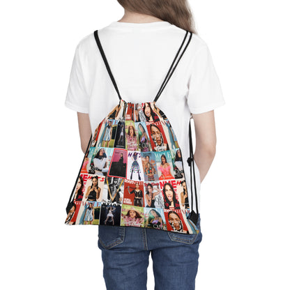 Olivia Rodrigo Magazine Cover Collage Pattern Outdoor Drawstring Bag