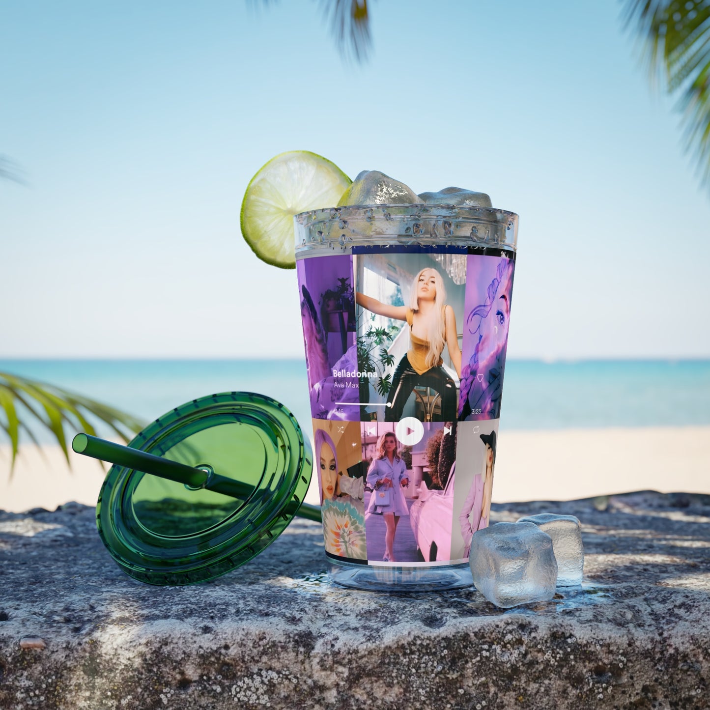 Ava Max Belladonna Photo Collage Sunsplash Tumbler with Straw