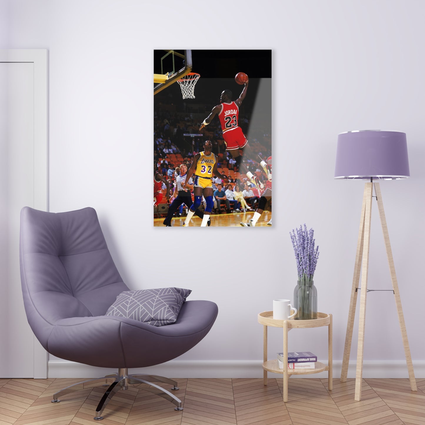 Michael Jordan Dunking On Magic Johnson Acrylic Prints