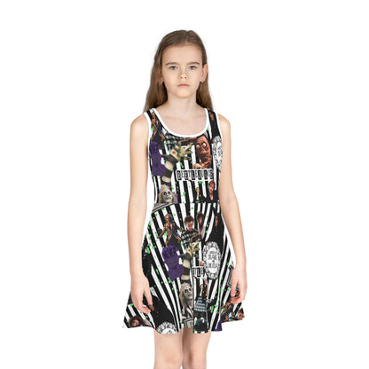 Beetlejuice Strange And Unusual Collage Girls' Sleeveless Sundress