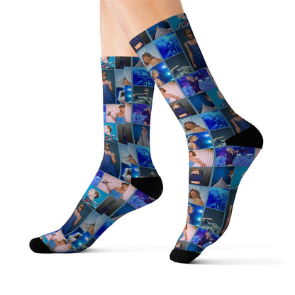 Taylor Swift Blue Dreams Collage Unisex Tube Socks