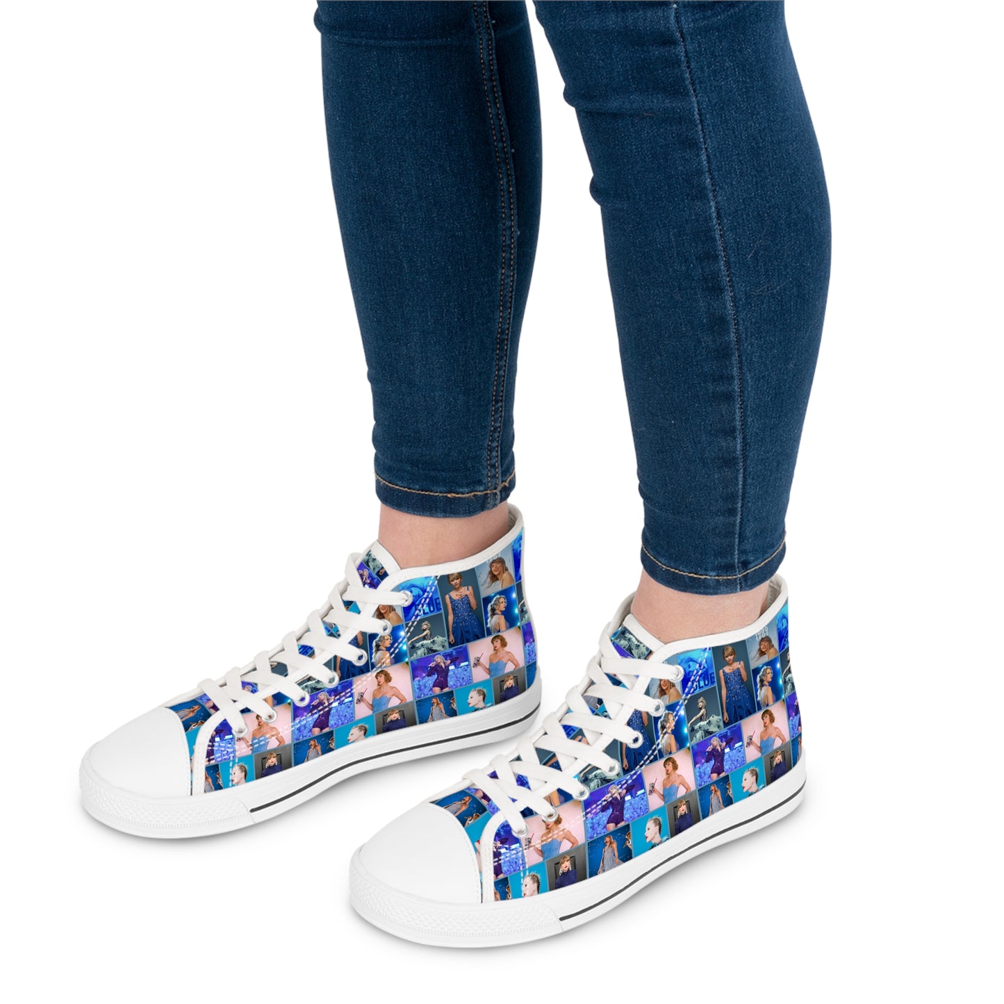 Taylor Swift Blue Dreams Collage High Top Sneakers for Swiftie Women