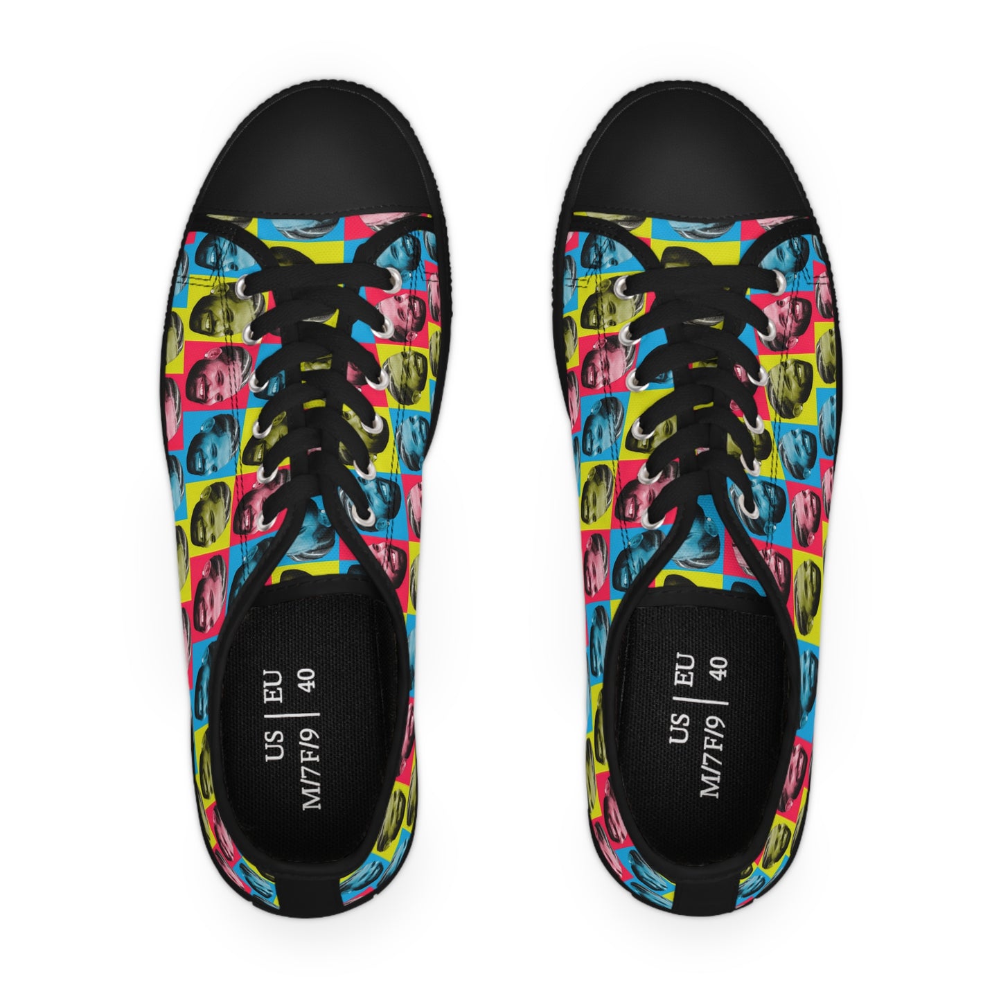 Drake Colored Checker Faces Women's Low Top Sneakers