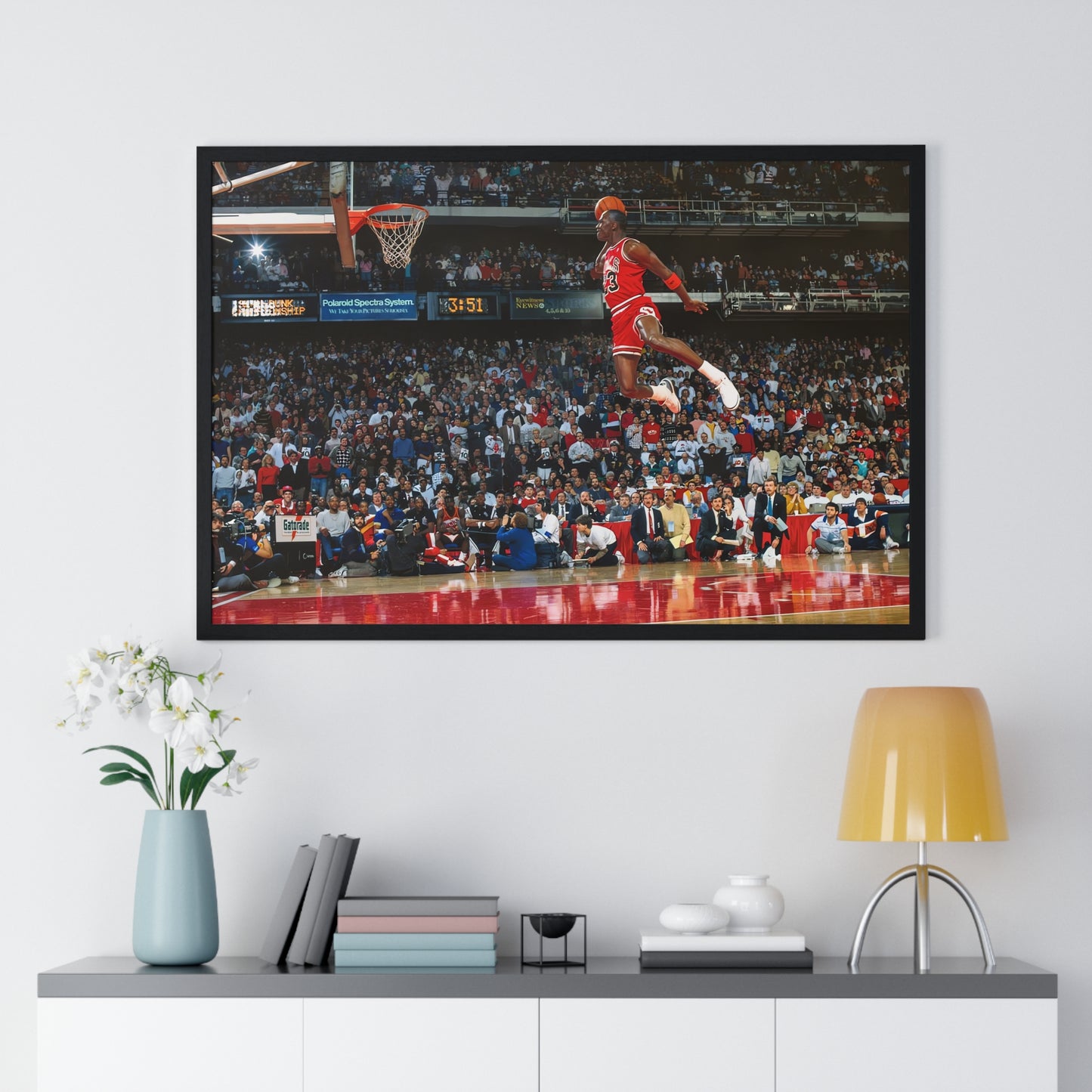 Michael Jordan Free Throw Line Slam Dunk Premium Framed Horizontal Poster