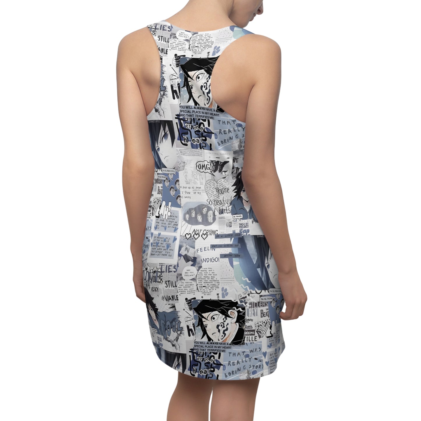 Demon Slayer Giyu Aesthetic Collage Women's Cut & Sew Racerback Dress