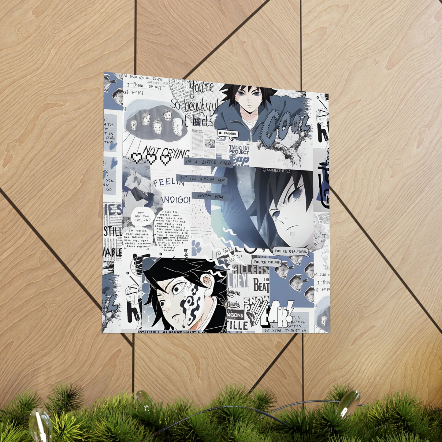 Demon Slayer Giyu Aesthetic Collage Matte Vertical Poster