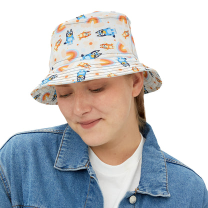 Bluey Rainbows & Flowers Pattern Bucket Hat