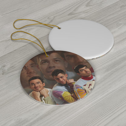 Jonas Brothers Ugly Sweater Photo Ceramic Ornament