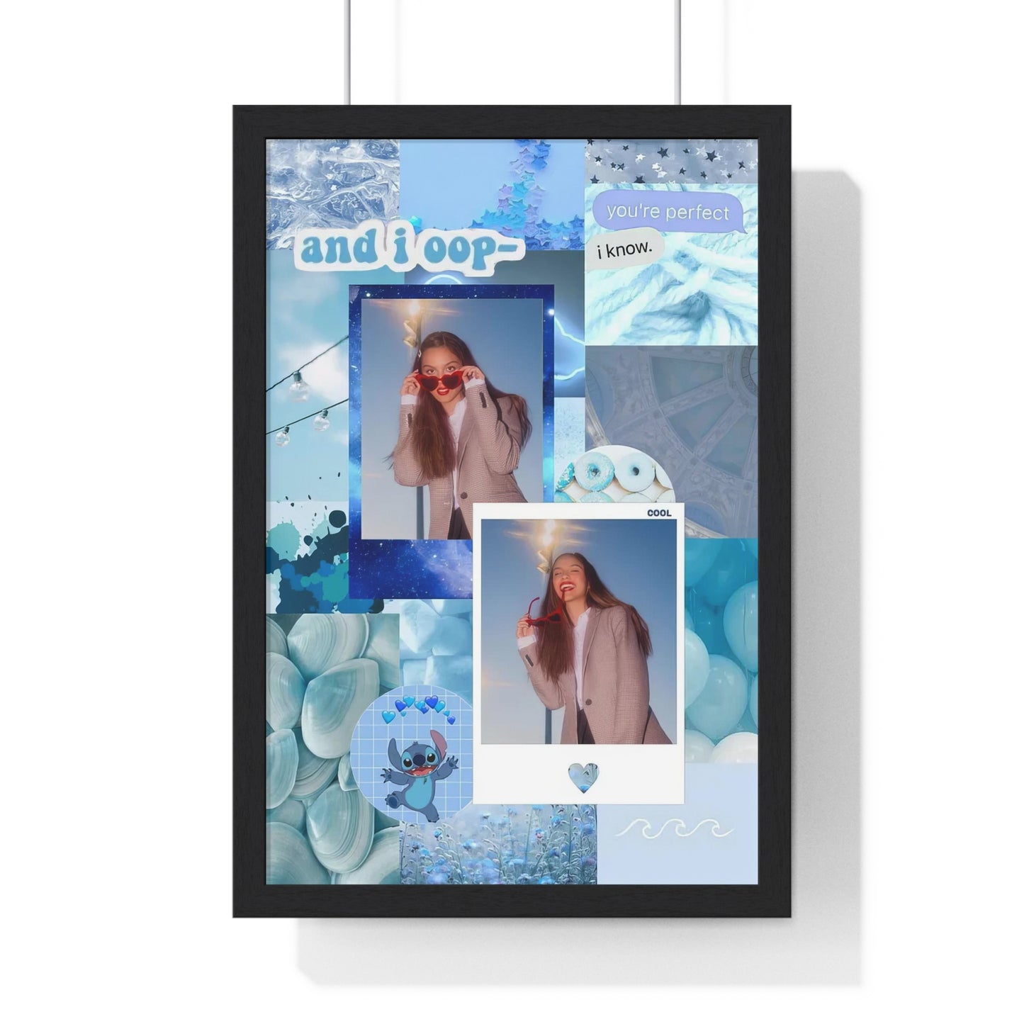 Olivia Rodrigo Light Blue Aesthetic Collage Framed Print