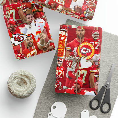 Travis Kelce Chiefs Red Collage Gift Wrapping Paper