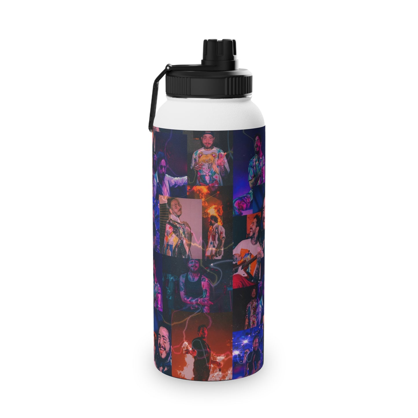 Post Malone Lightning Photo Collage Stainless Steel Sports Lid Water Bottle