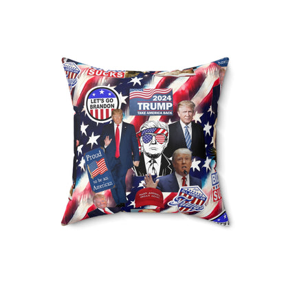 Donald Trump 2024 MAGA Montage Spun Polyester Square Pillow