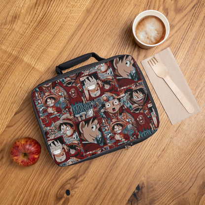 One Piece Anime Monkey D Luffy Red Collage Lunch Bag