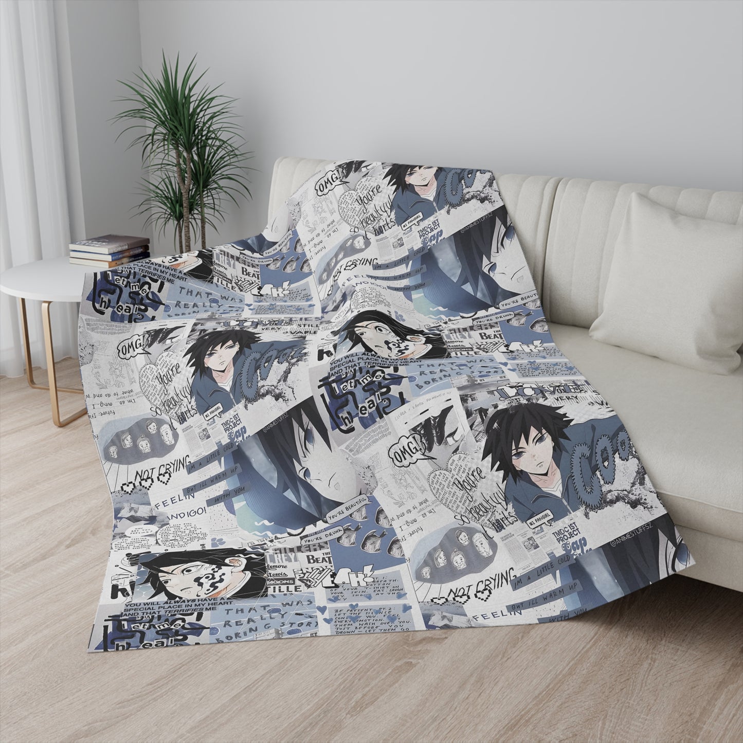 Demon Slayer Giyu Aesthetic Collage Sherpa Blanket