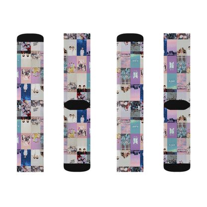 BTS Pastel Aesthetic Collage Tube Socks