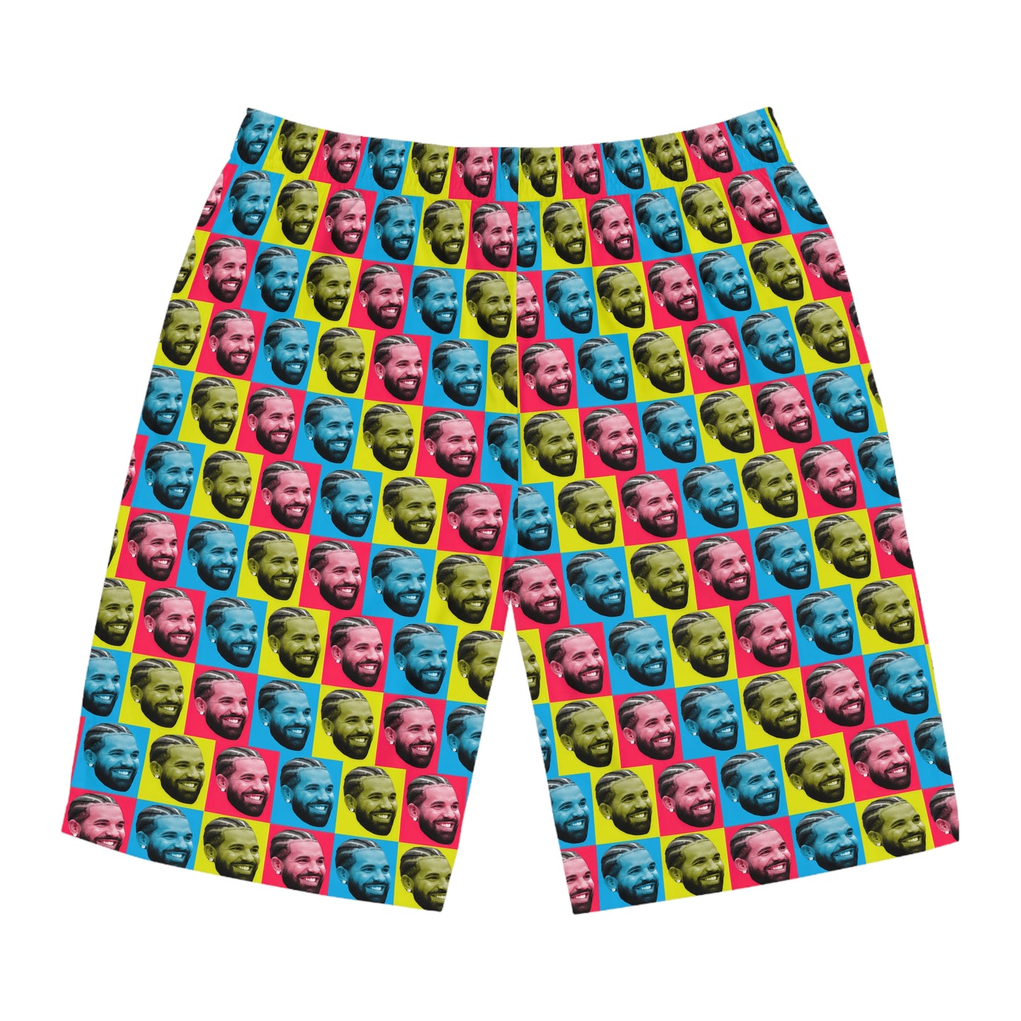 Drake Colored Checker Faces Men's Board Shorts