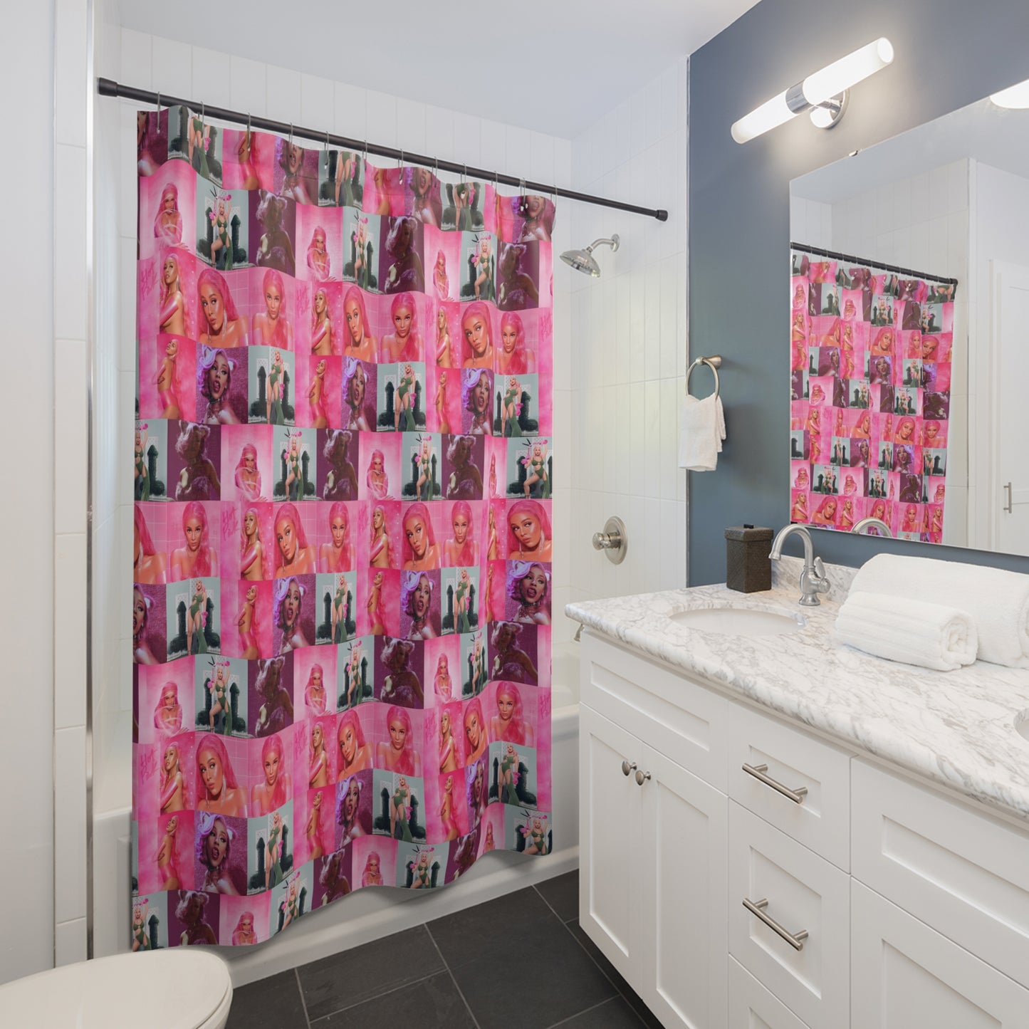 Doja Cat Hot Pink Mosaic Shower Curtain