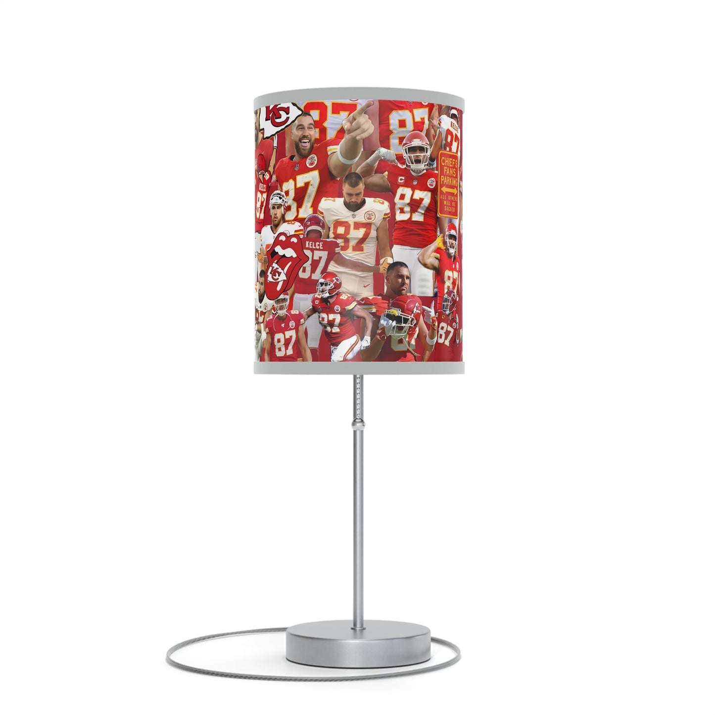 Travis Kelce Chiefs Red Collage Lamp on a Stand