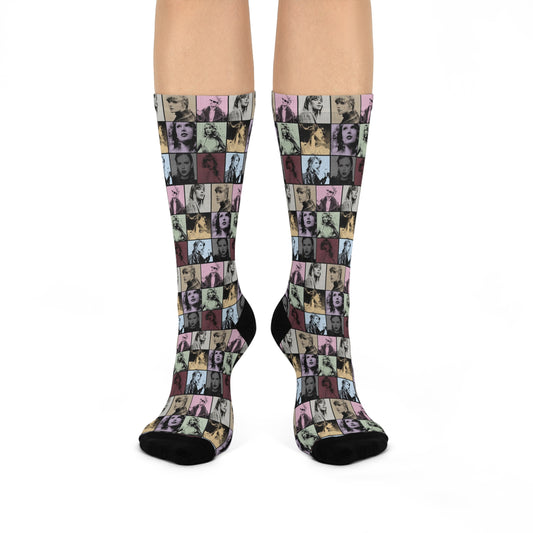 Taylor Swift Eras Collage Cushioned Crew Socks