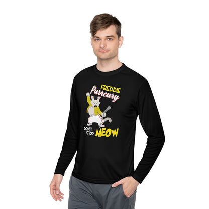 Queen Don't Stop Meow Freddie Purrcury Unisex Lightweight Long Sleeve Tee