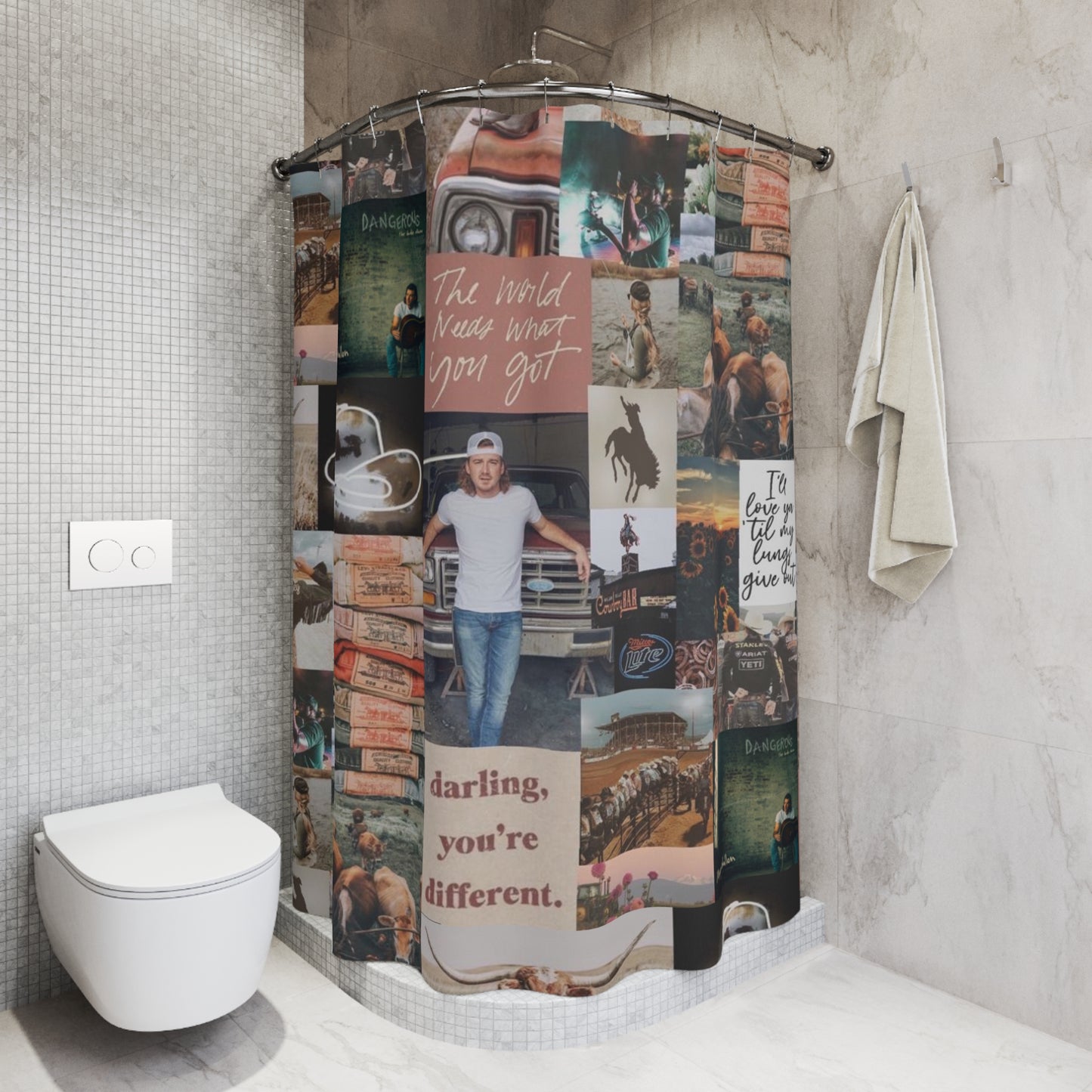 Morgan Wallen Darling You're Different Collage Polyester Shower Curtain