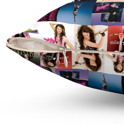 Miley Cyrus Album Cover Collage Spun Polyester Square Pillow