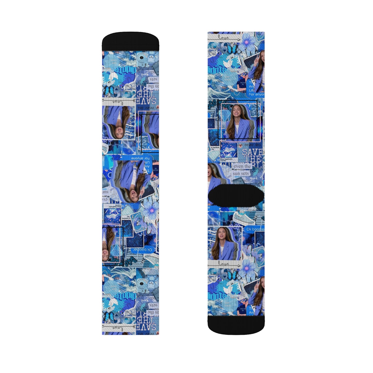 Olivia Rodrigo Blue Aesthetic Collage Tube Socks