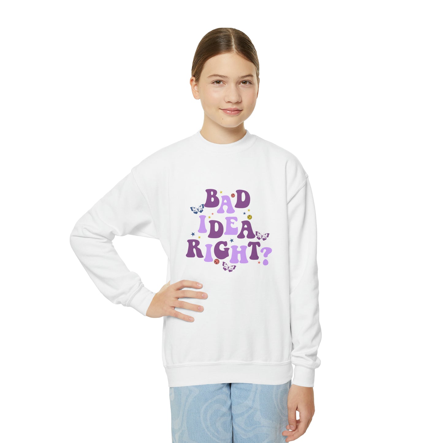 Olivia Rodrigo Bad Idea Right? Youth Crewneck Sweatshirt