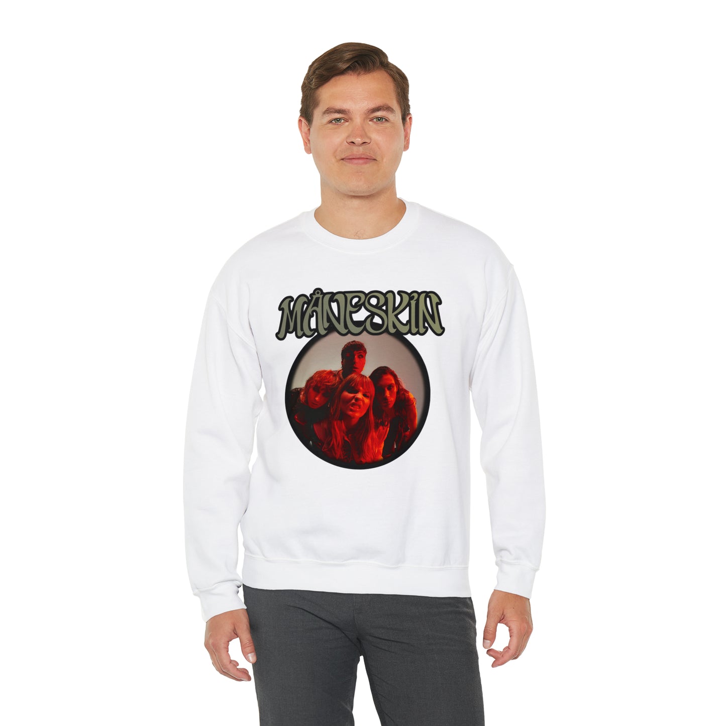 Måneskin Circular Group Photo Unisex Heavy Blend Crewneck Sweatshirt