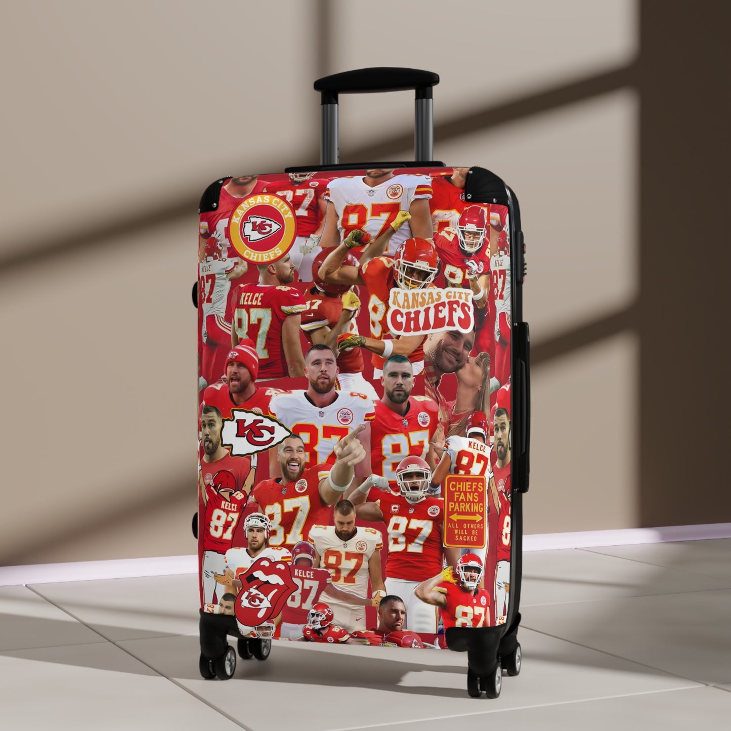 Travis Kelce Chiefs Red Collage Suitcase