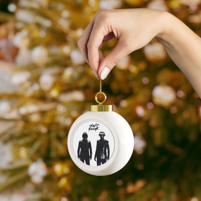 Daft Punk Standing In Black Suits Christmas Ball Ornament