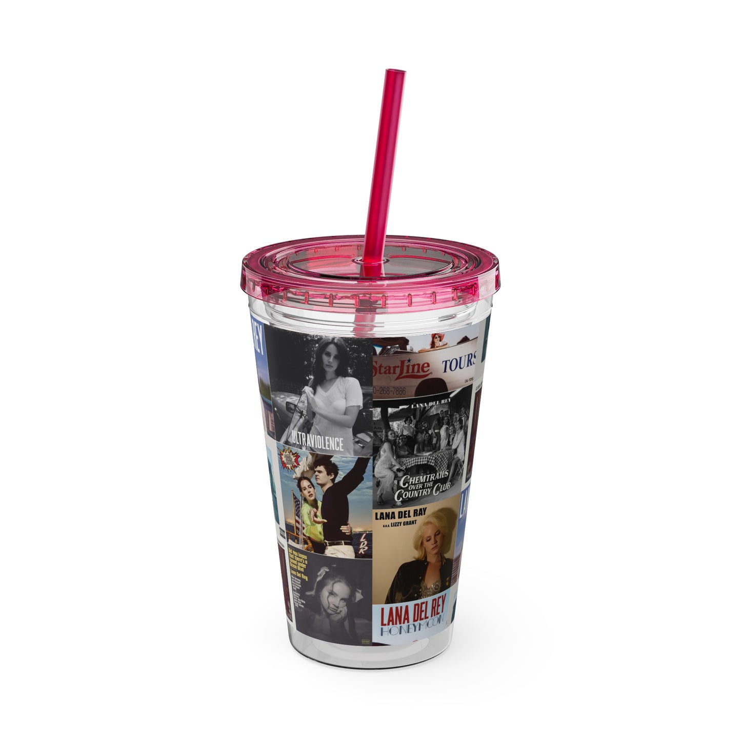 Lana Del Rey Album Cover Collage Sunsplash Tumbler with Straw