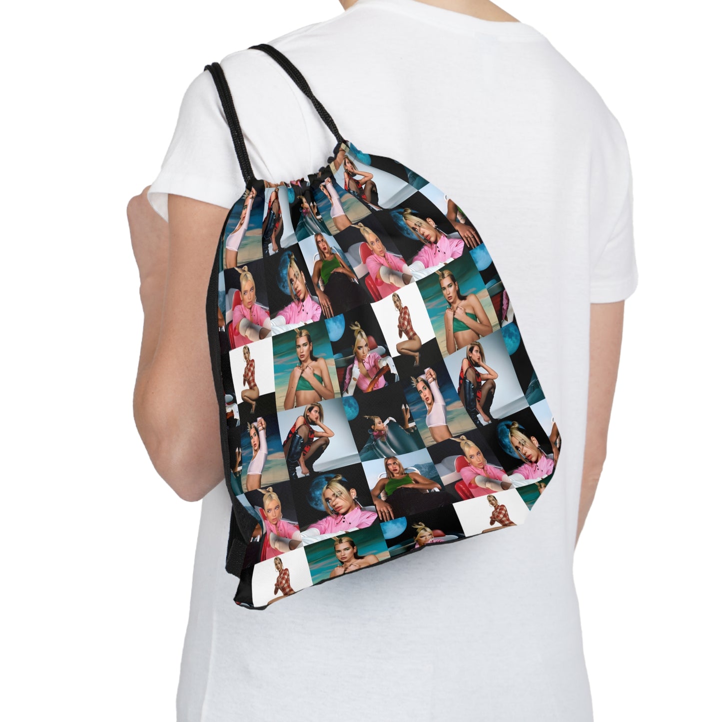 Dua Lipa Future Nostalgia Mosaic Outdoor Drawstring Bag