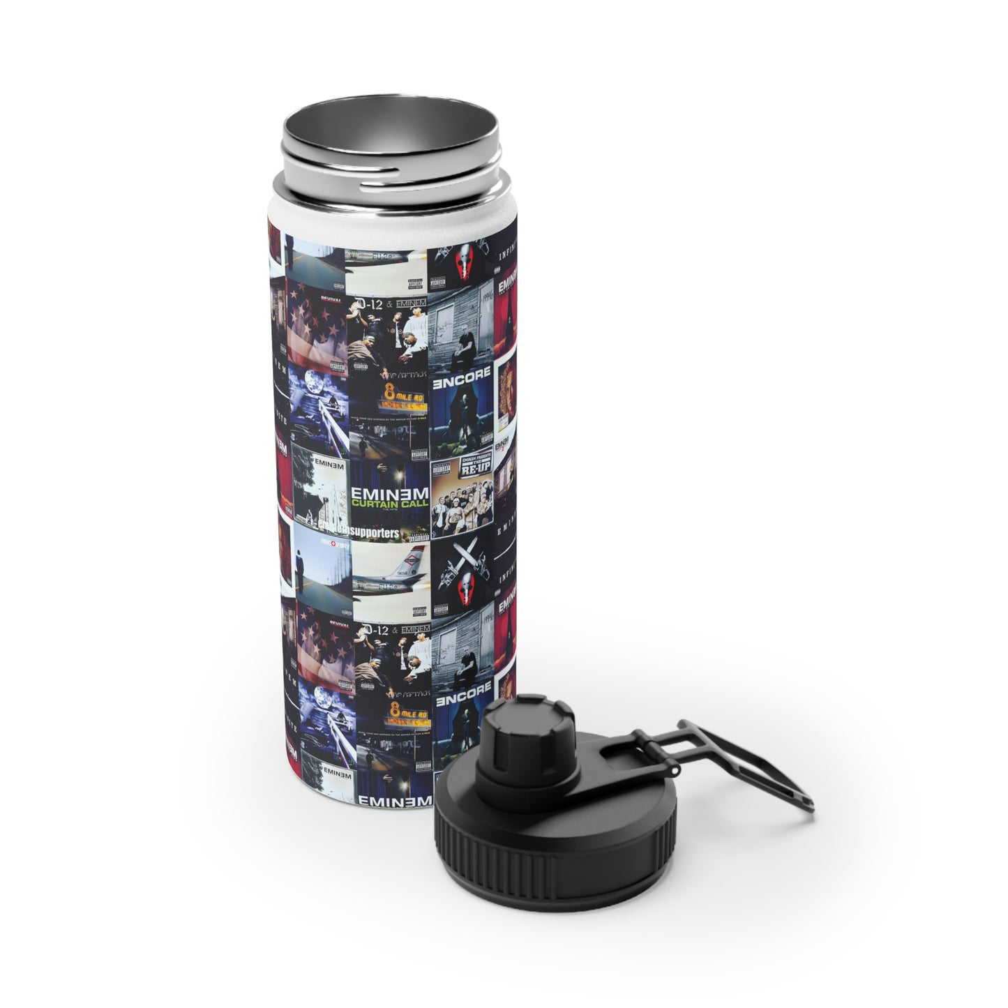 Eminem Album Art Cover Collage Stainless Steel Sports Lid Water Bottle