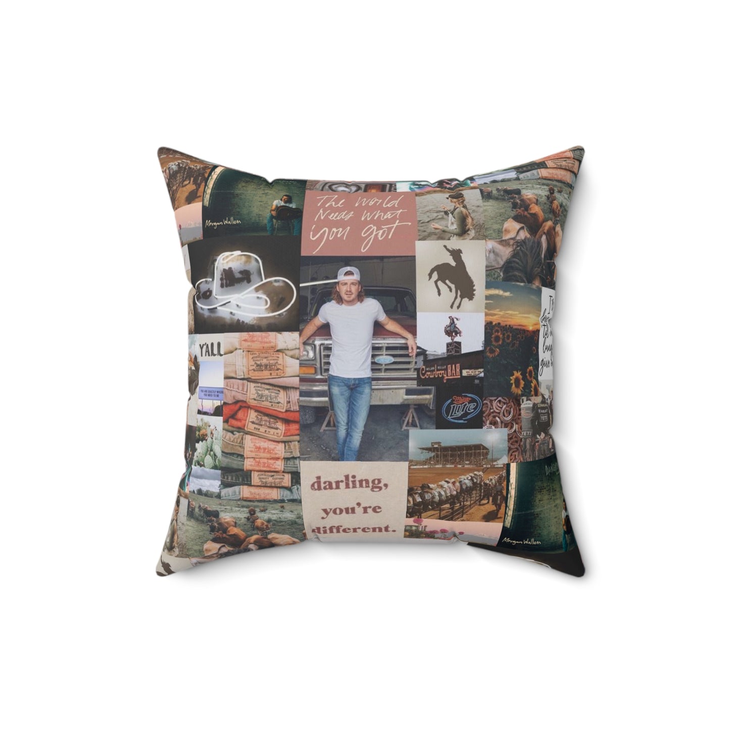 Morgan Wallen Darling You're Different Collage Spun Polyester Square Pillow